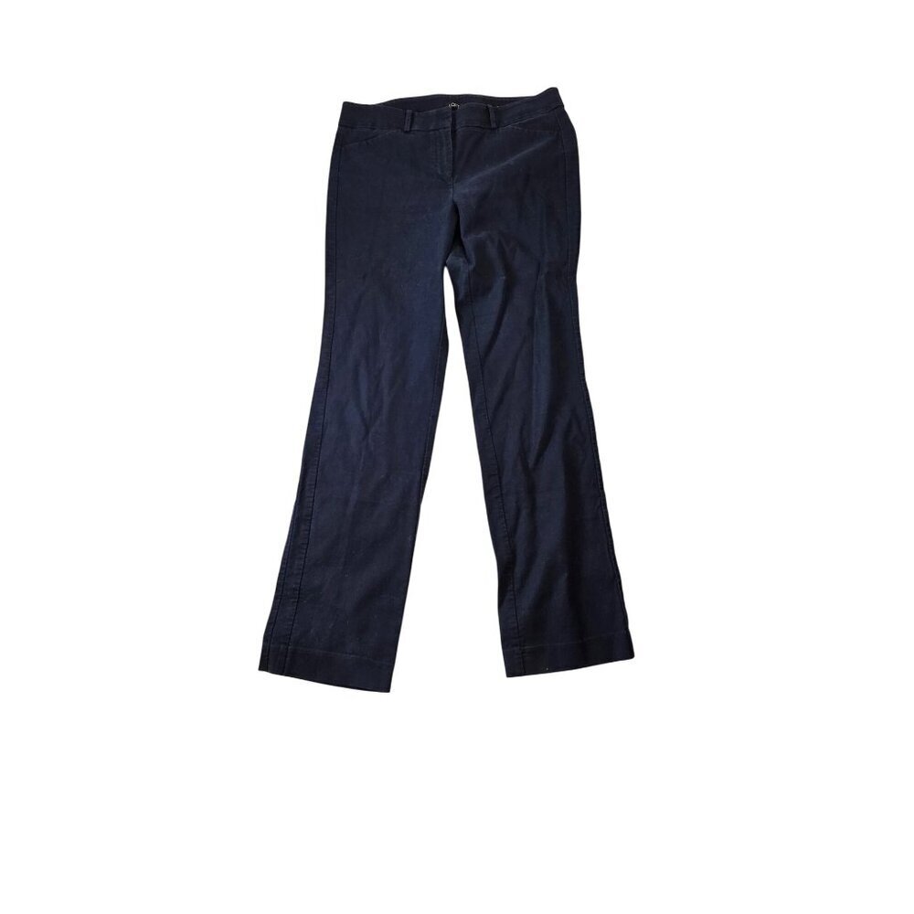LOFT Size 10 Tall Julie Straight Trousers in Navy Blue